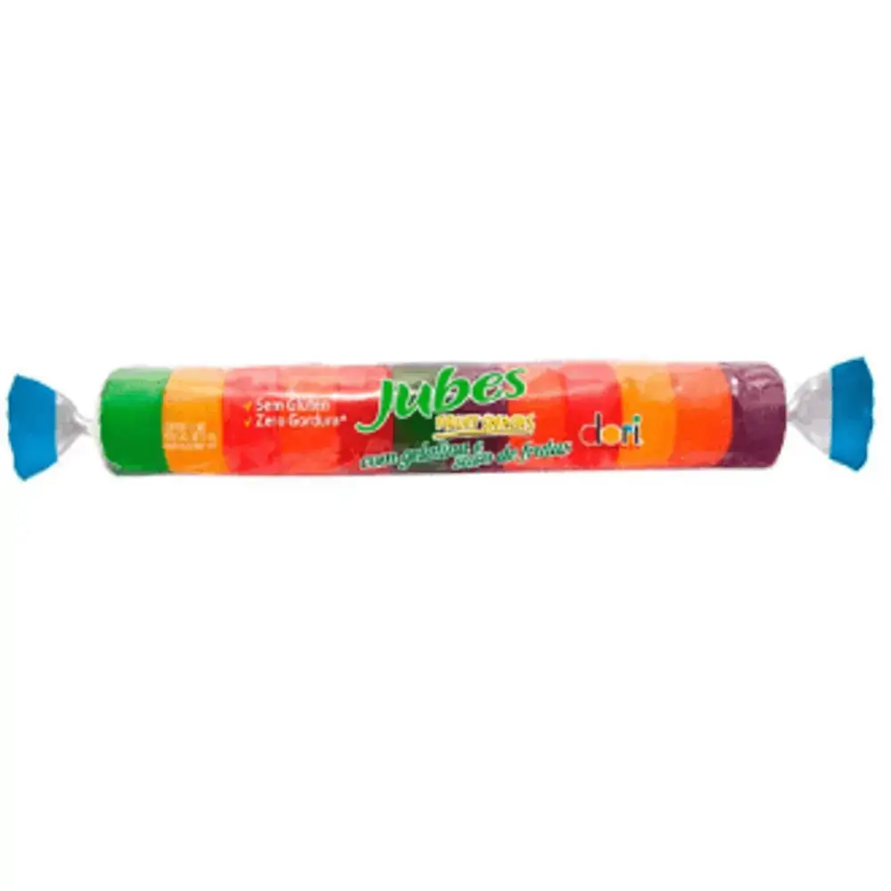 Bala De Goma Laranja, Abacaxi, Maçã, Morango Ou Uva Dori Jubes Fruit Snacks Pacote 48g