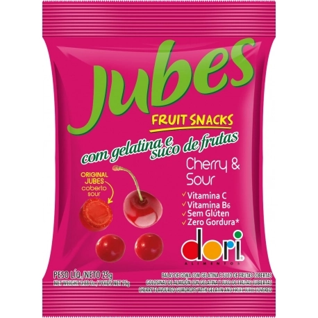 Bala Gelatina Jubes Cherry Rosa 25g
