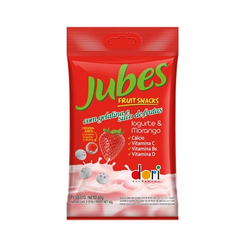 Bala De Goma Iorgute Morango Fruit Snacks Dori Jubes Pacote 60g