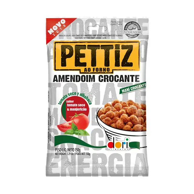 Amendoim Crocante Tomate Seco Manjericão Dori Pettiz Pacote 150g
