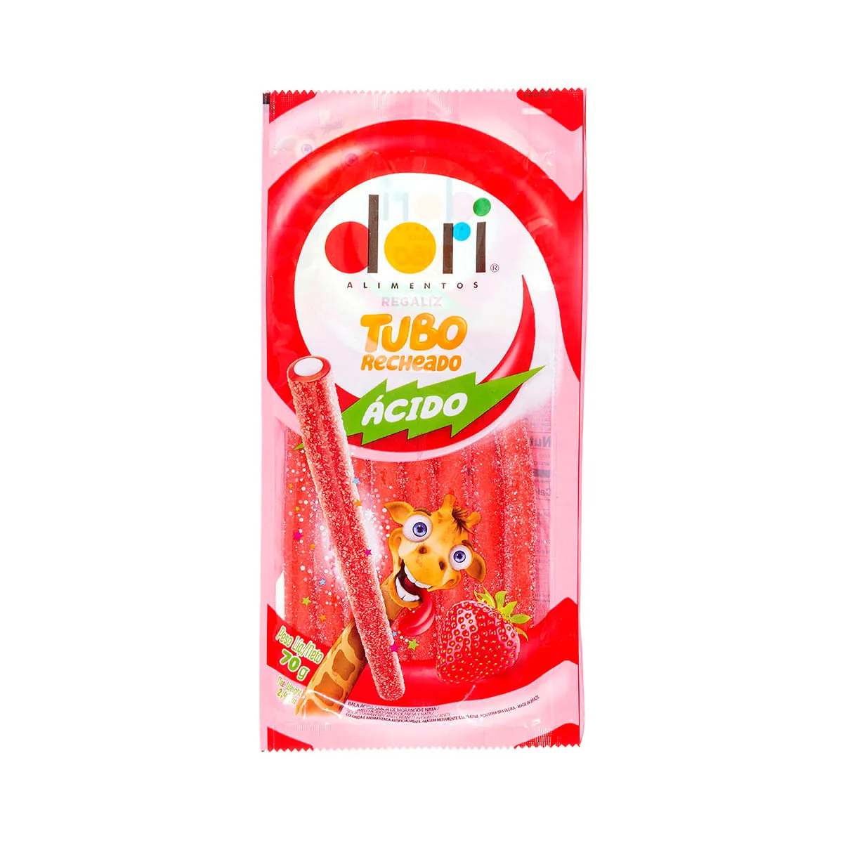 Bala Gelatina Tubo Morango Dori Regaliz 70g