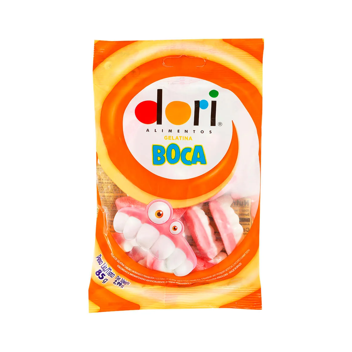 Bala de Gelatina, Dentadura de Morango, Dori 85g