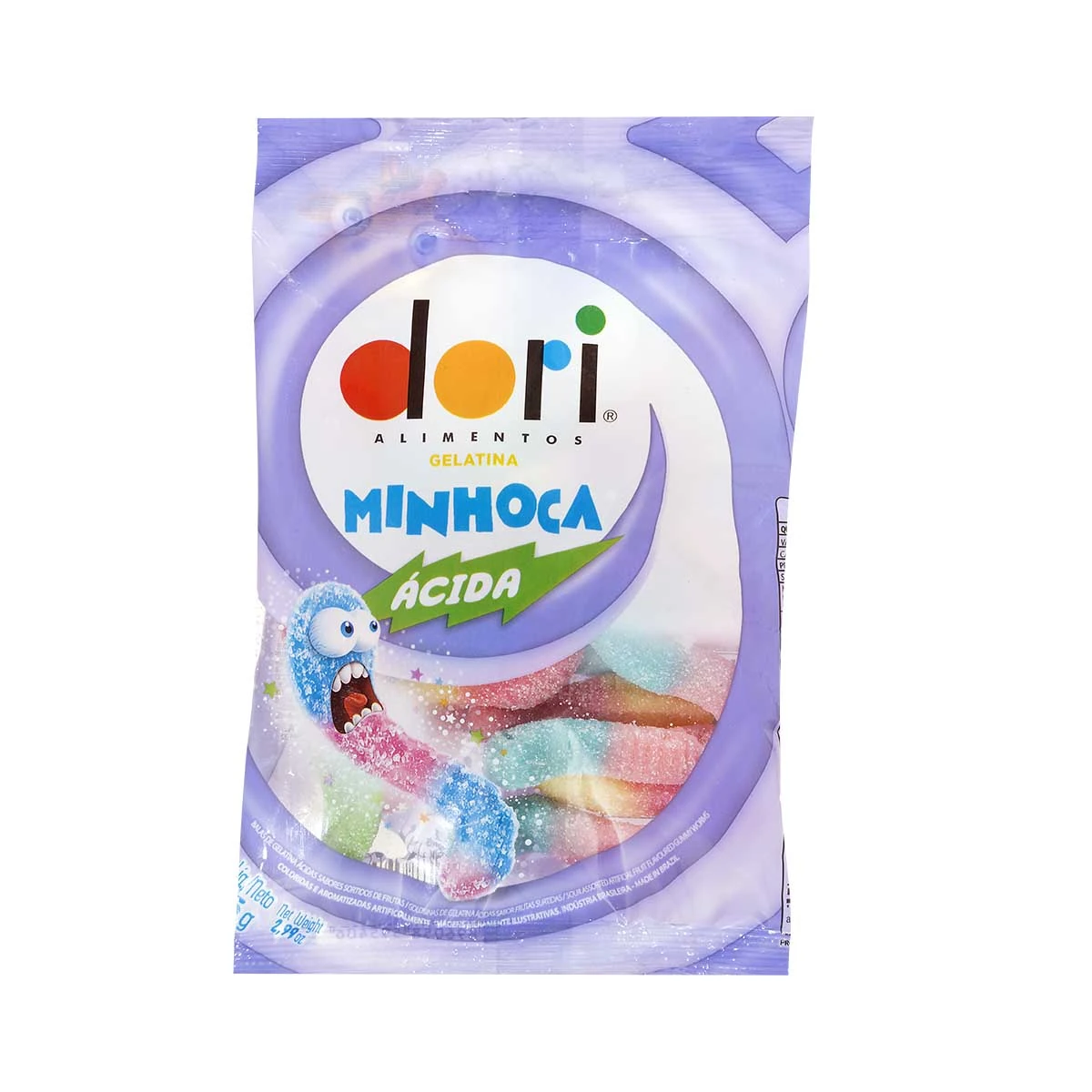 Bala de Gelatina Minhoca Ácida Dori Alimentos 85g