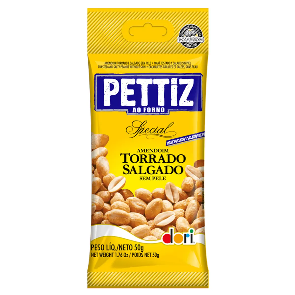 Amendoim Torrado Salgado Sem Pele Dori Pettiz Special Pacote 50g