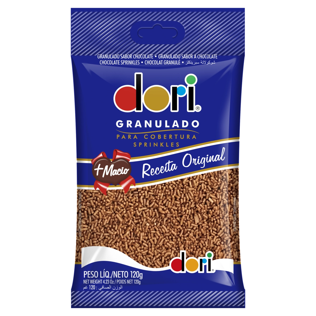 Confeito Granulado Chocolate Dori Pacote 120g