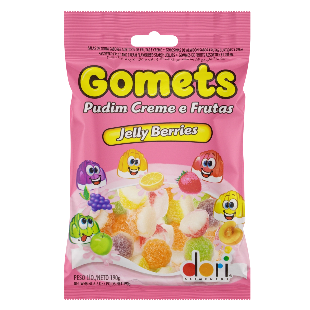 Bala De Goma Creme E Frutas Pudim Jelly Berries Dori Gomets Pacote 150g