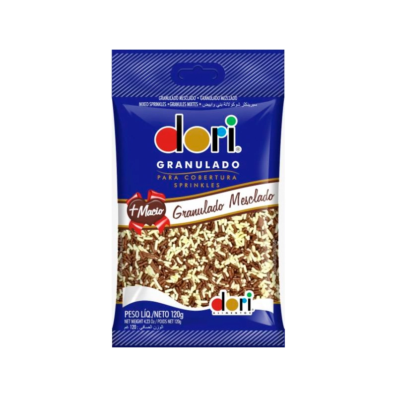 Confeito Granulado Mesclado Chocolate E Baunilha Dori Pacote 120g