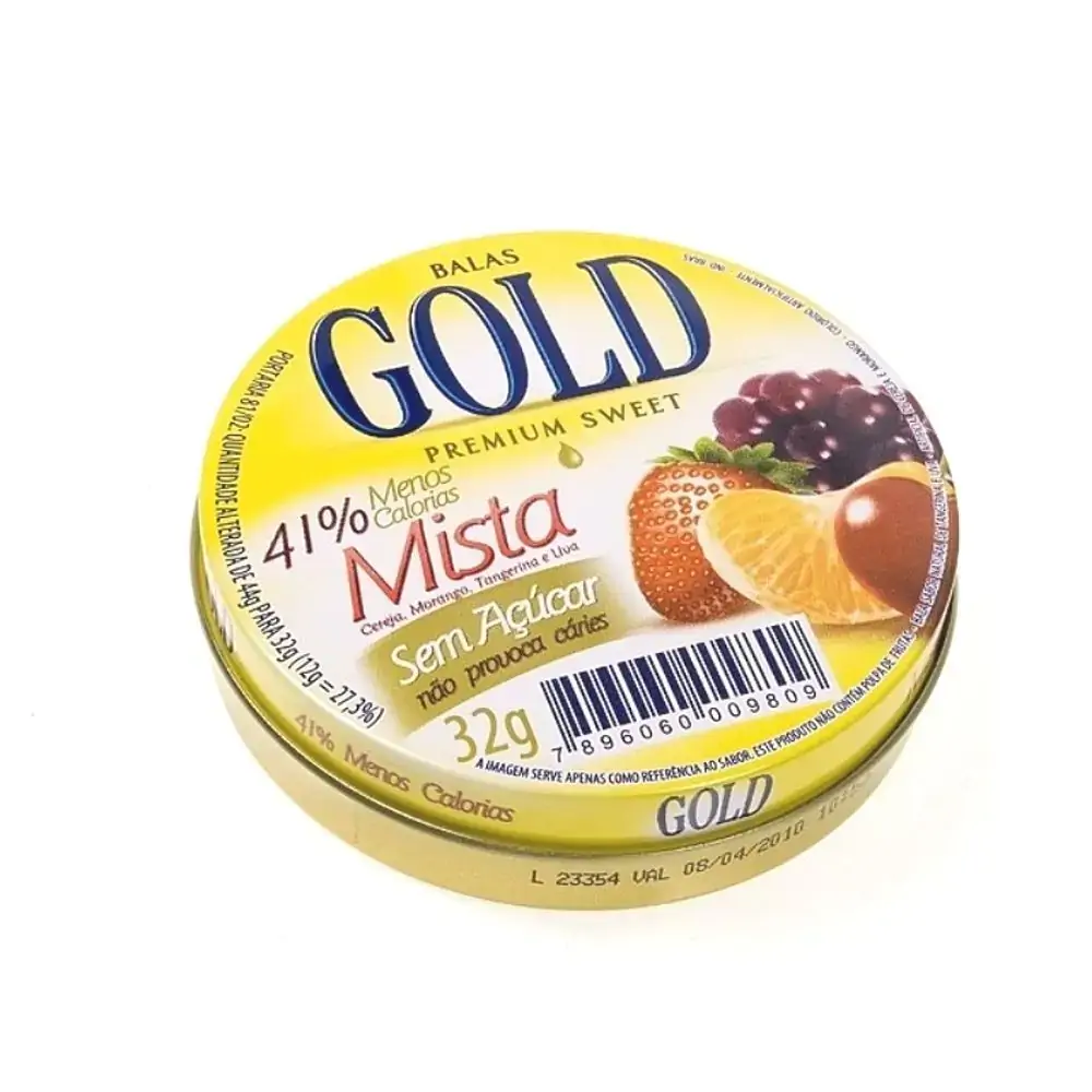 Bala Gold Fructo Mista S/acucar 12xr