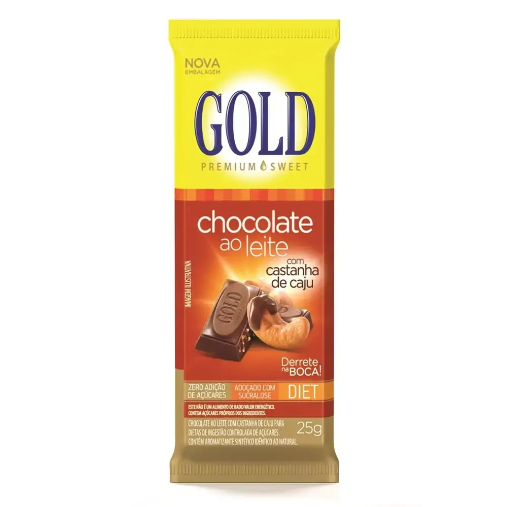 Chocolate Gold Barra Diet Castanha De Caju