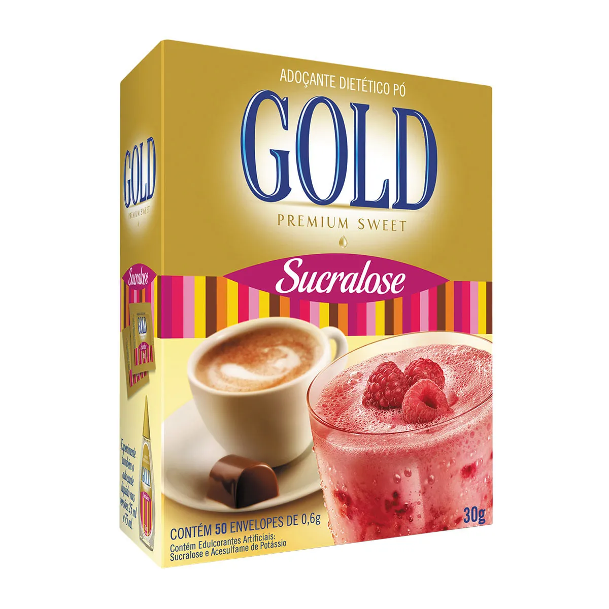 Adoçante Em Pó Sucralose Gold Premium Sweet Caixa 30g 50 Unidades