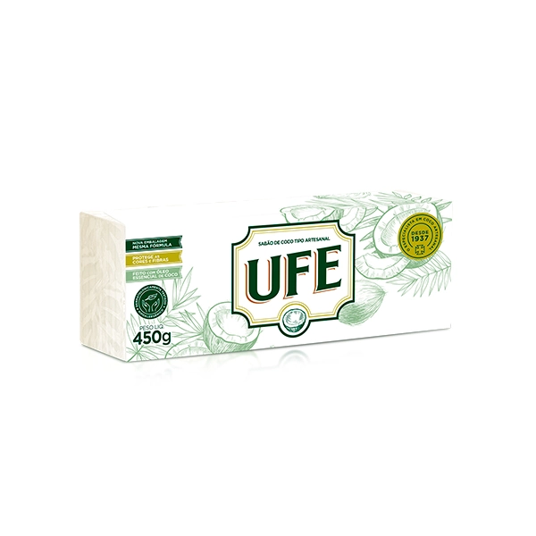 Sabão Barra Artesanal Coco Ufe Pacote 500g 5 Unidades