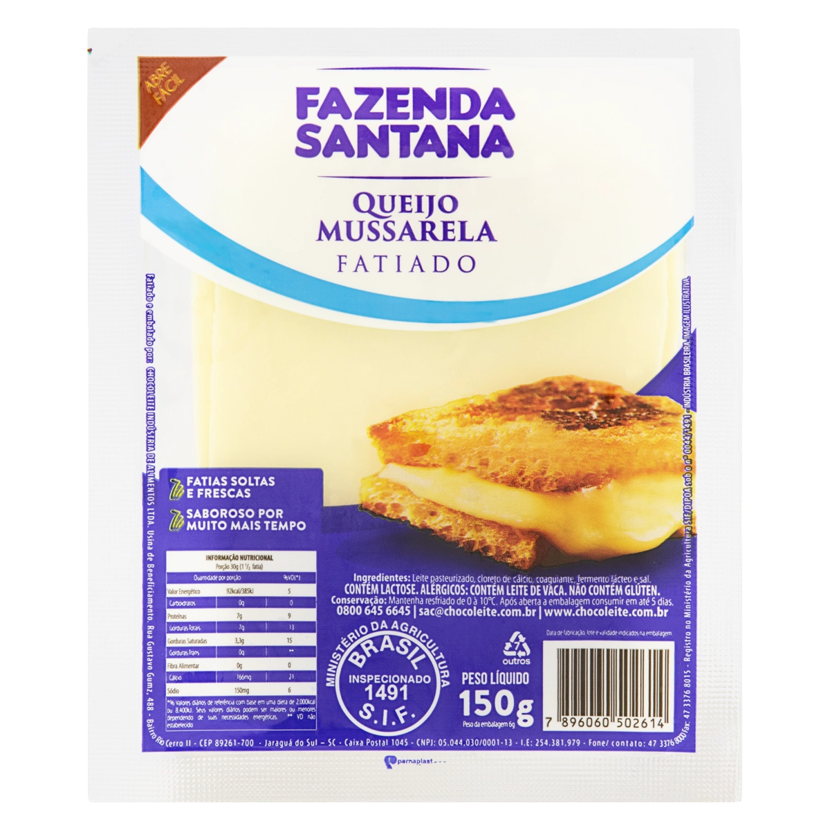 Queijo Mussarela Fatiado Fazenda Santana 150g