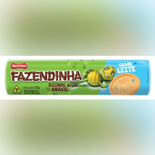 Biscoito Leite Fazendinha Bichos Do Brasil Pacote 102g