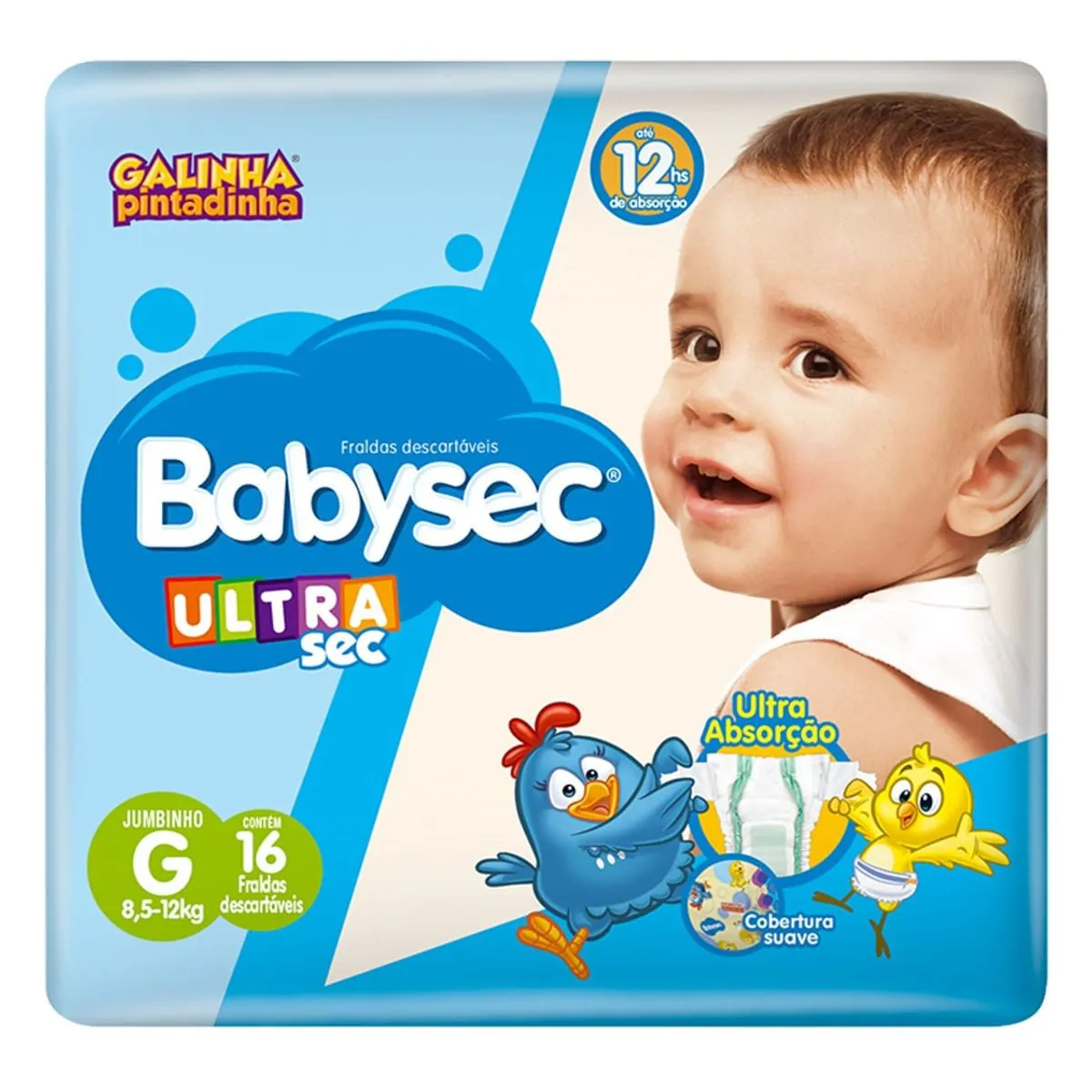 Fralda Babysec Galinha Pintadinha Ultrasec G 16 Unids