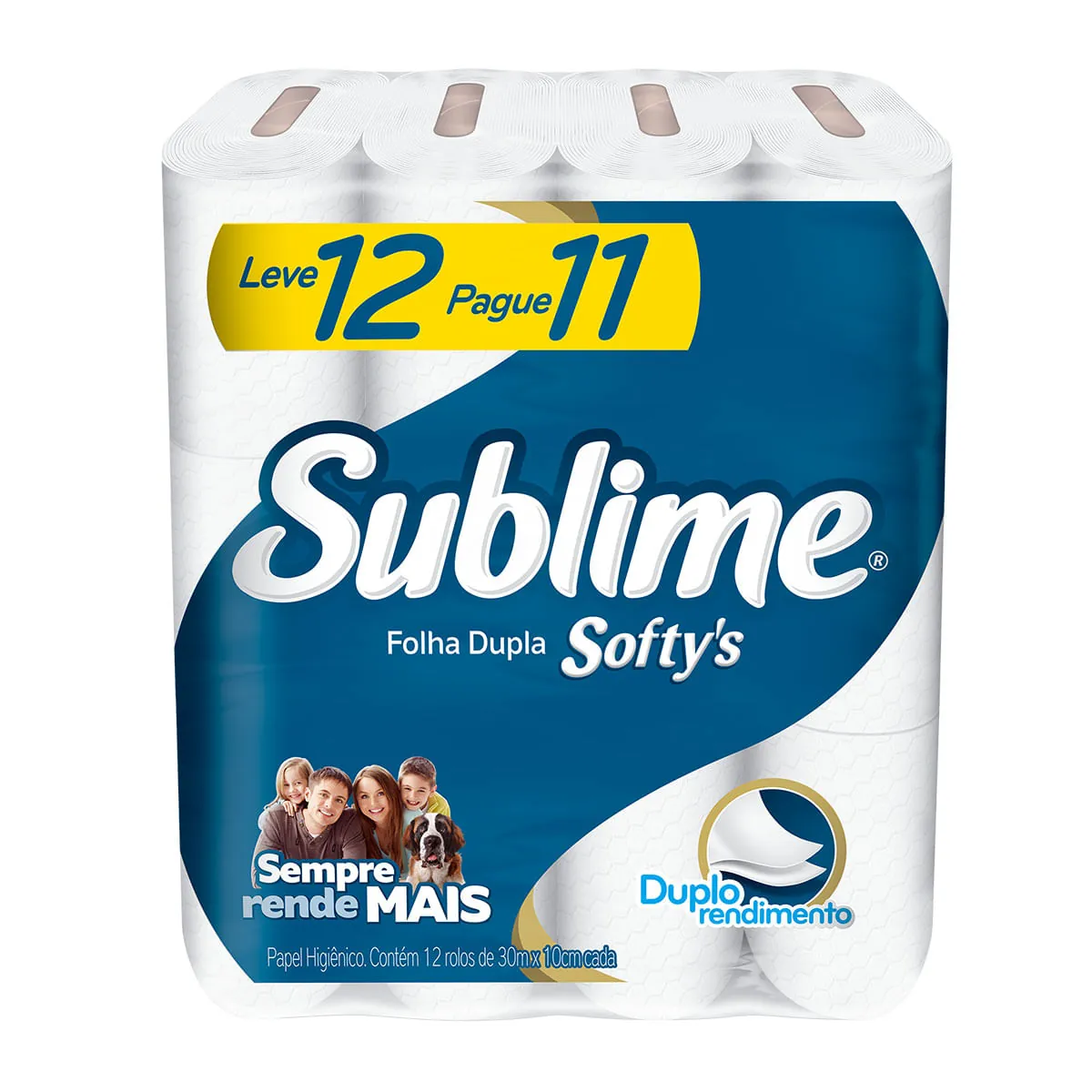 Papel Higiênico Folha Dupla Sublime Softy's 12 Rolos