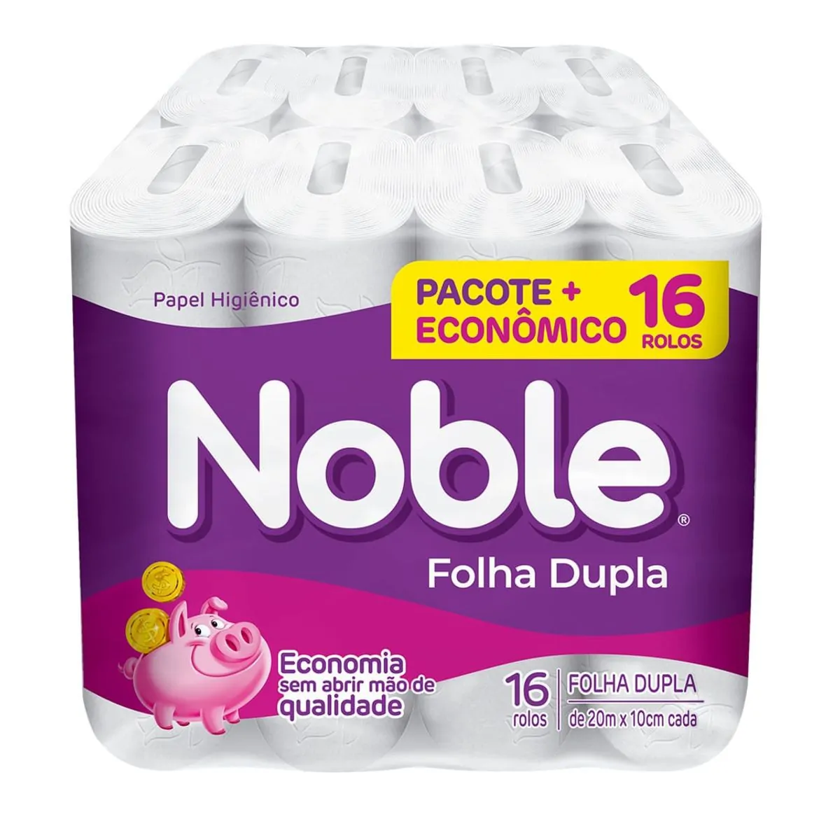 PAPEL HIGIÊNICO FOLHA DUPLA NOBLE NEUTRO 16 ROLOS DE 20M