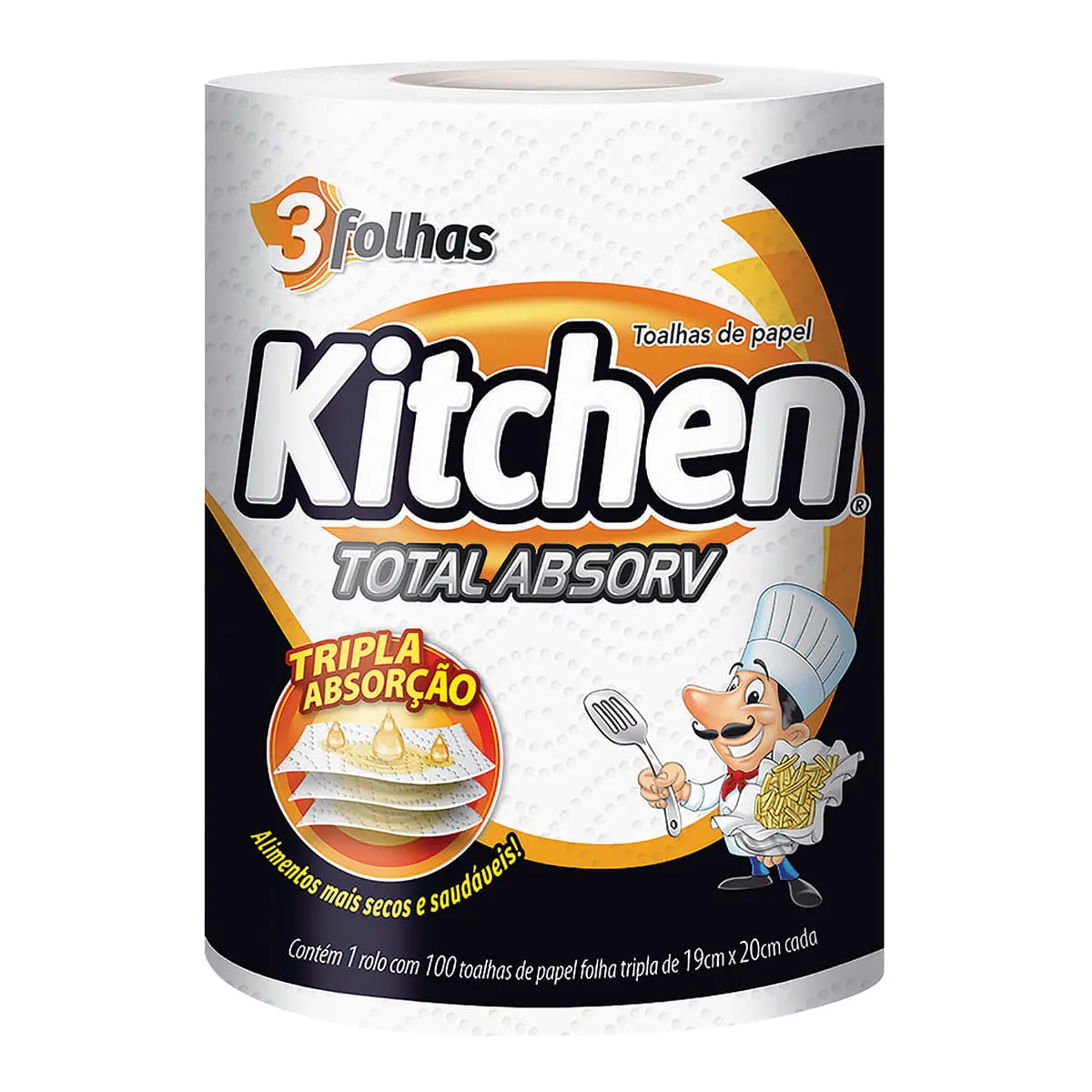 Papel Toalha Kitchen Total Absorv 100 Folhas