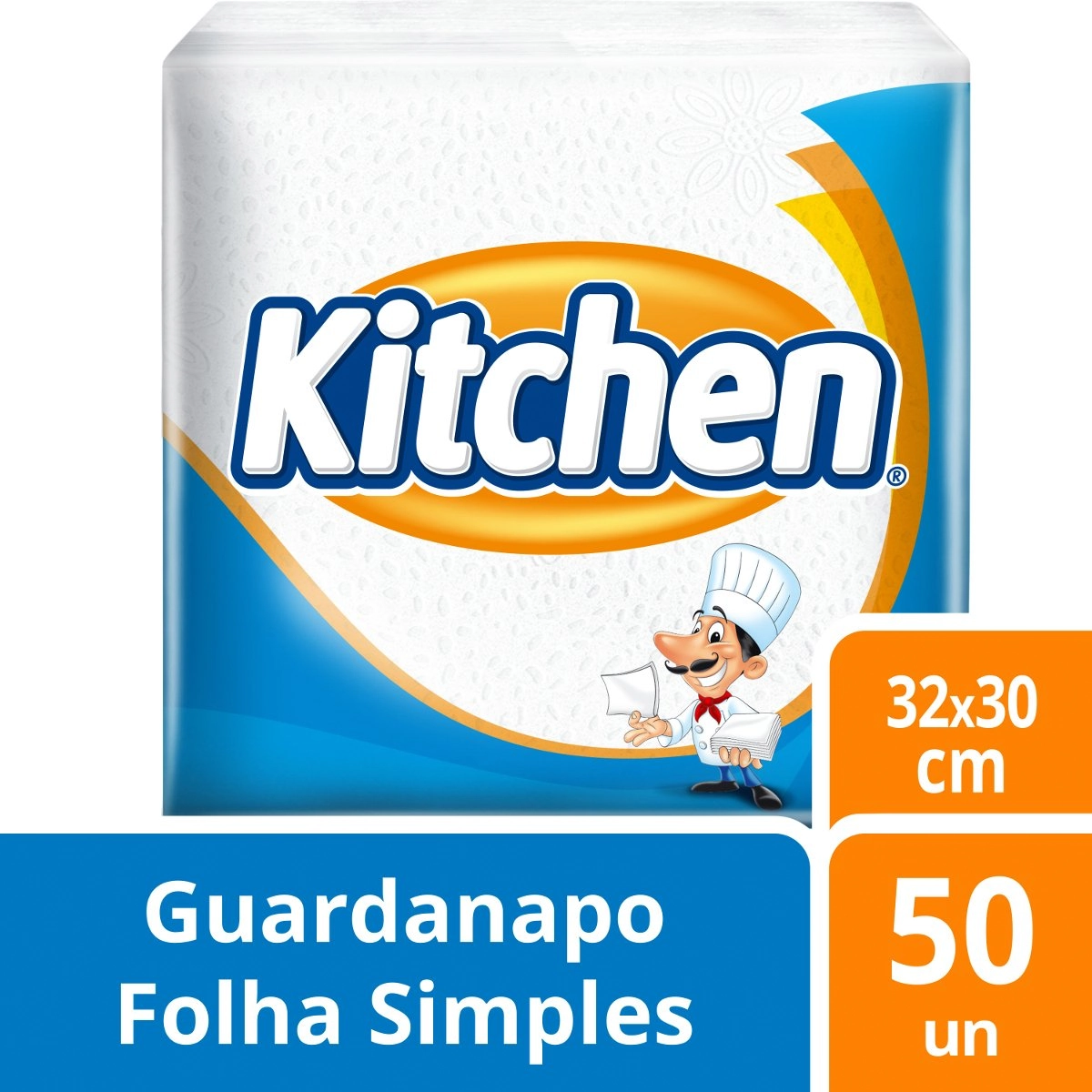 Guardanapo De Papel Folha Simples KITCHEN 33x30 Com 50 Unidades