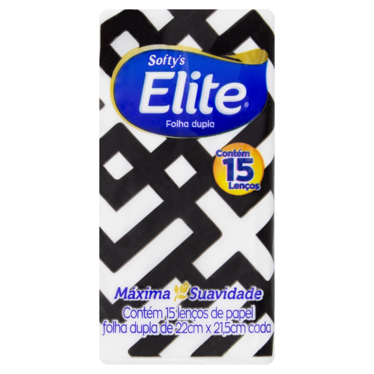Lenço De Papel Folha Dupla Elite Softy S 22cm X 21,5cm Pacote 4 Unidades
