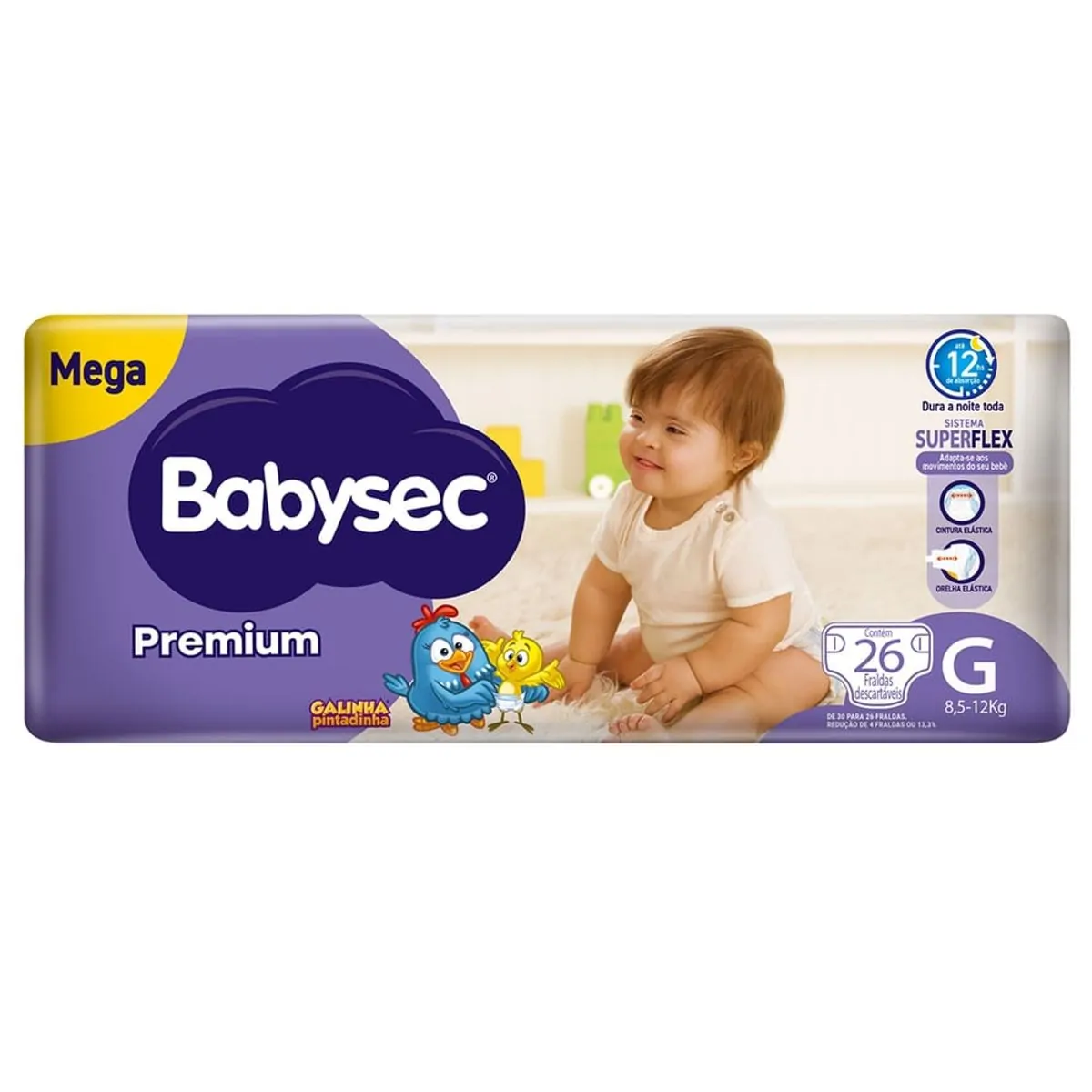 Fralda Babysec Galinha Pintadinha Premium G 26 Unids