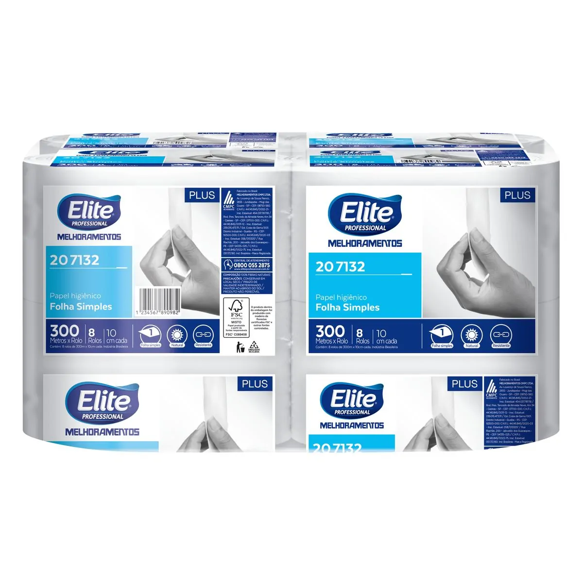 PAPEL HIGIÊNICO EM ROLO FOLHA SIMPLES ELITE PLUS COM 8 ROLOS DE 300 M CADA