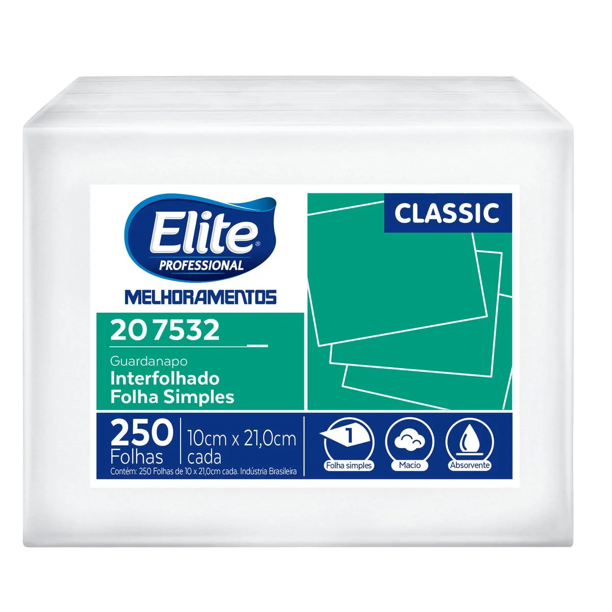 Guardanapo Interfolhado Elite Folha Simples - 250 Folhas