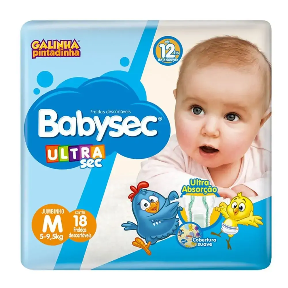 Fralda Babysec Galinha Pintadinha Ultrasec M 18 Unids