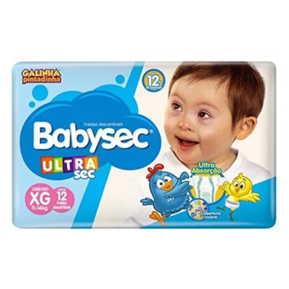 Fralda BABYSEC Galinha Pintadinha Ultra Sec Tamanho Extra Grande com 12 Unidades