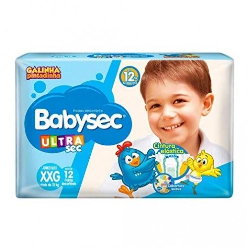 Fralda Descartável Baby Sec Ultra Sec Galinha Pintadinha Tamanho XXG Pacote com 12 Unidades