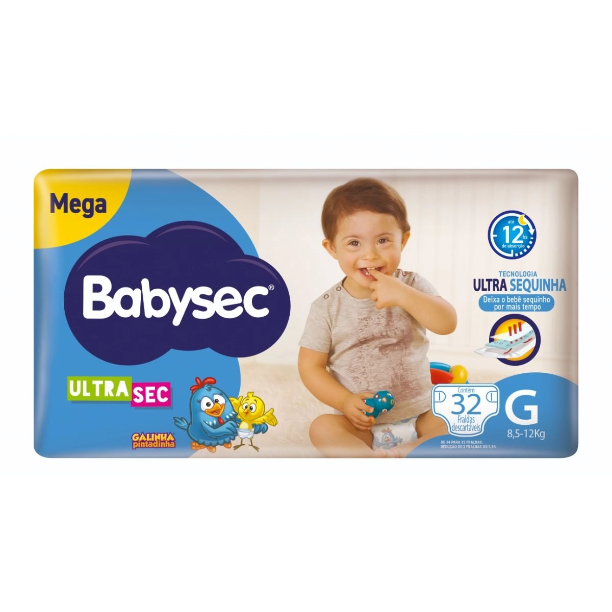 Fralda Babysec Galinha Pintadinha Ultrasec G - 34 Fraldas