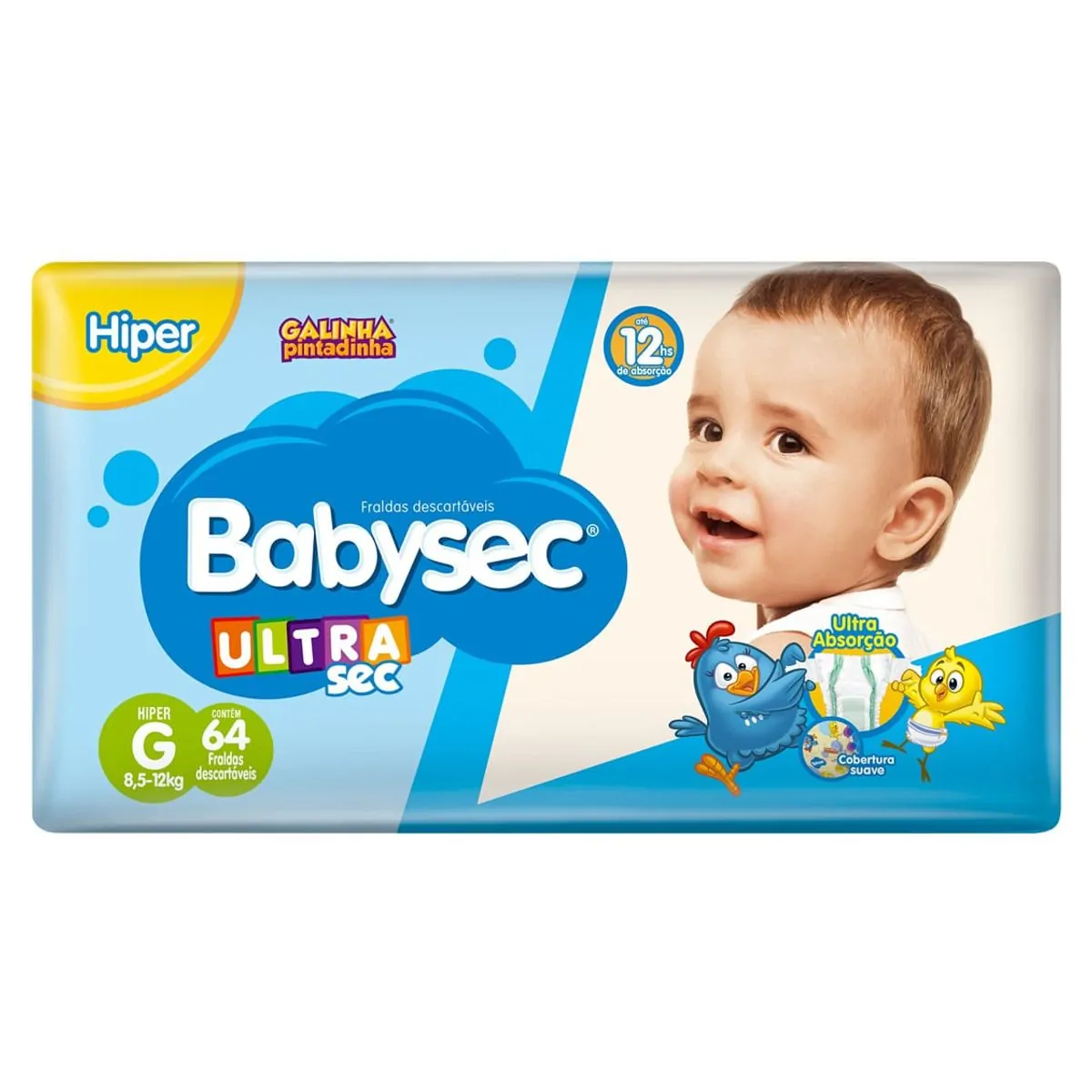 Fralda Babysec Galinha Pintadinha Ultrasec G 64 Unids