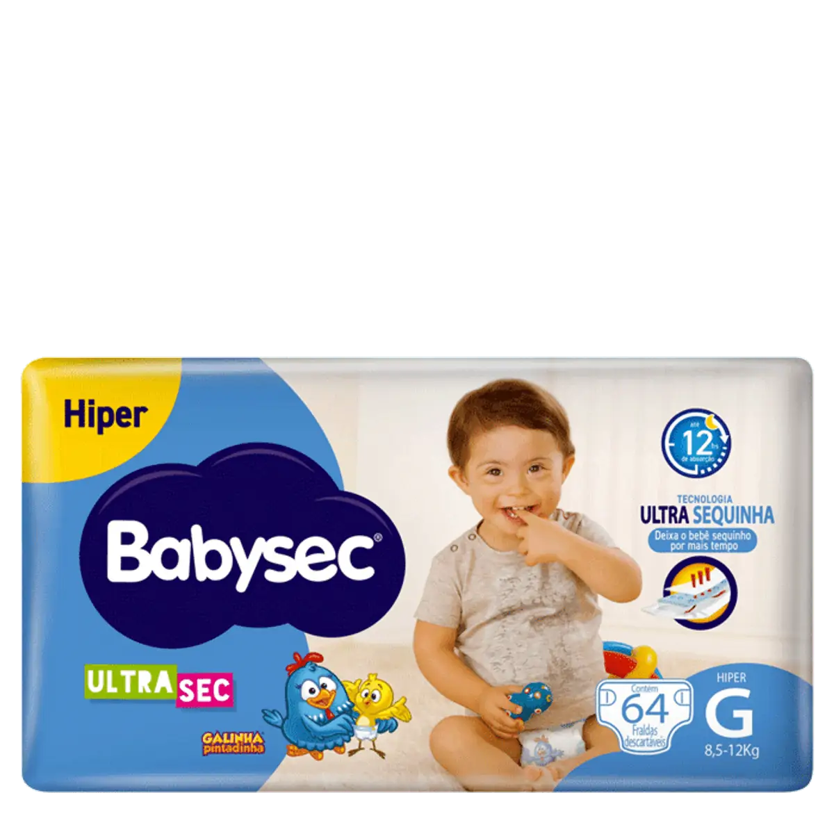 Fralda Descartável Babysec Ultra Hiper G com 64 Unidades