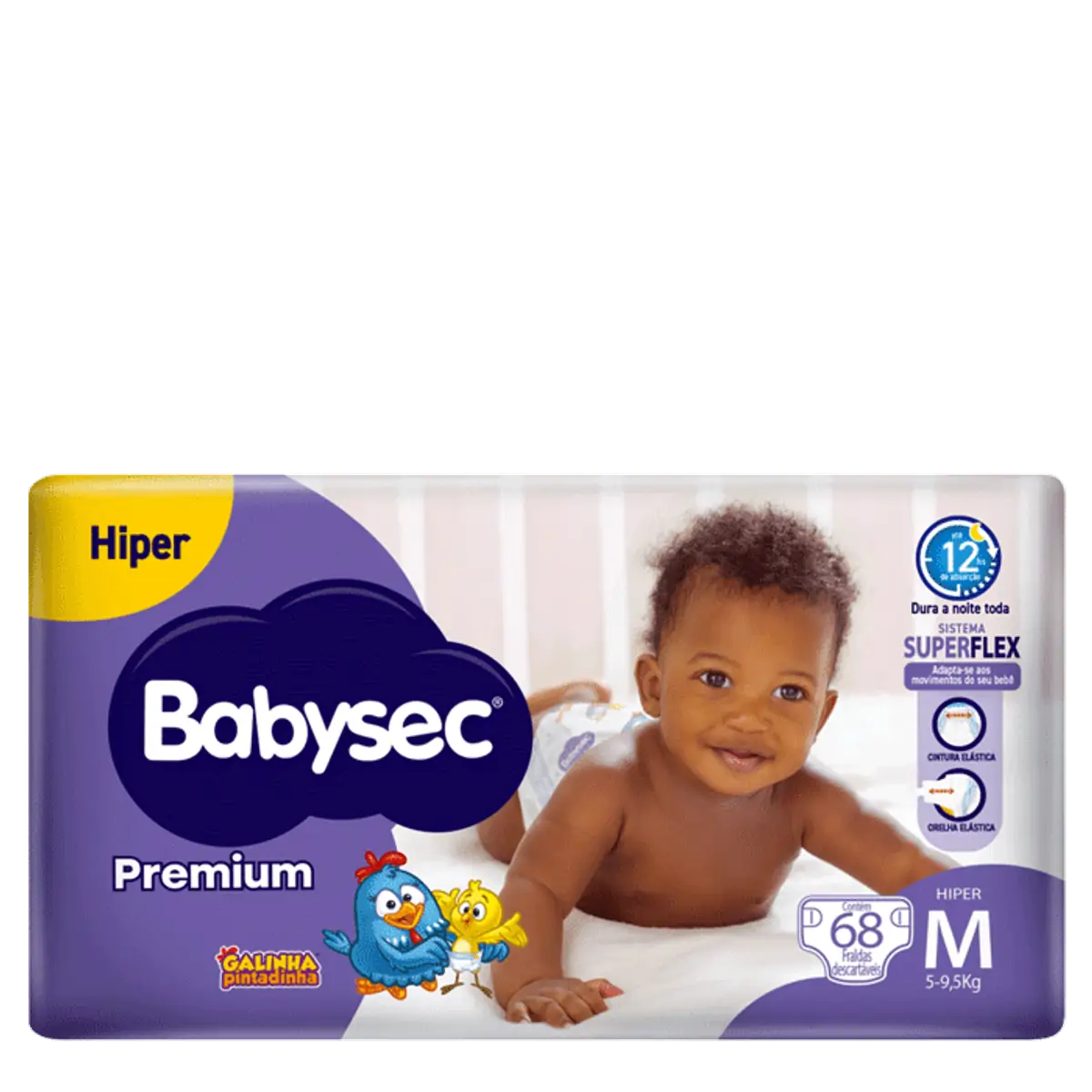 Fralda Descartável Babysec Premium M Hiperpacote 68 Unidades