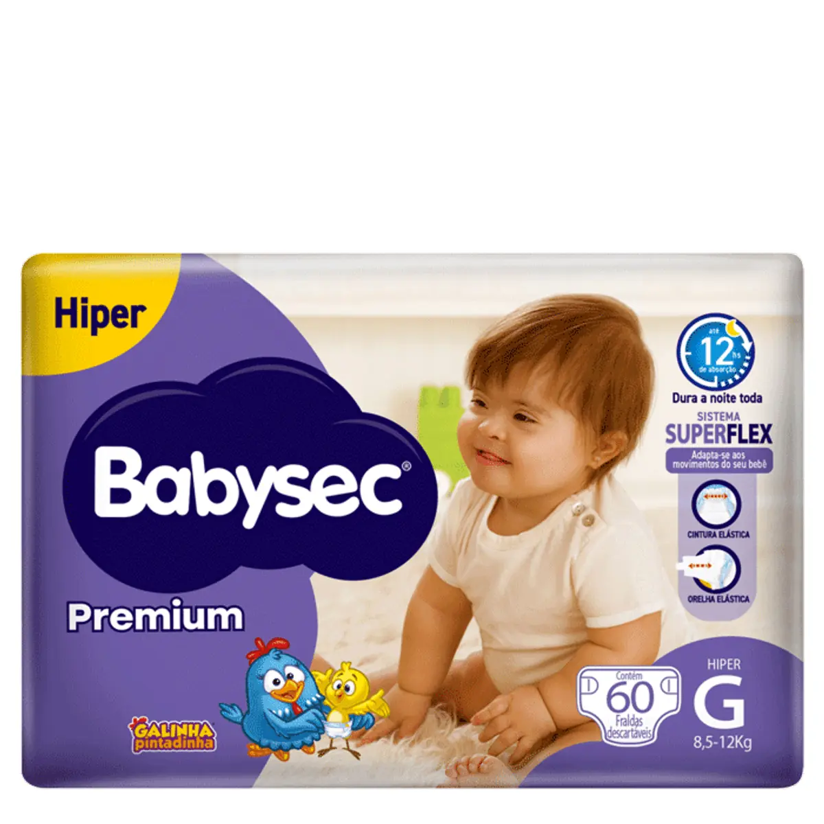 Fralda Descartável Babysec Premium G Hiperpacote 60 Unidades