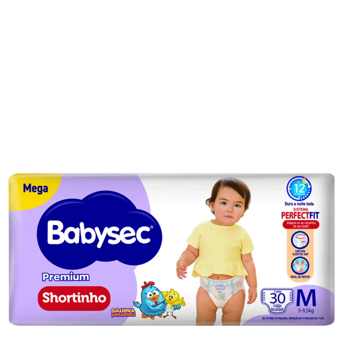 Fralda Babysec Galinha Pintadinha Pants Mega M 34 Unids