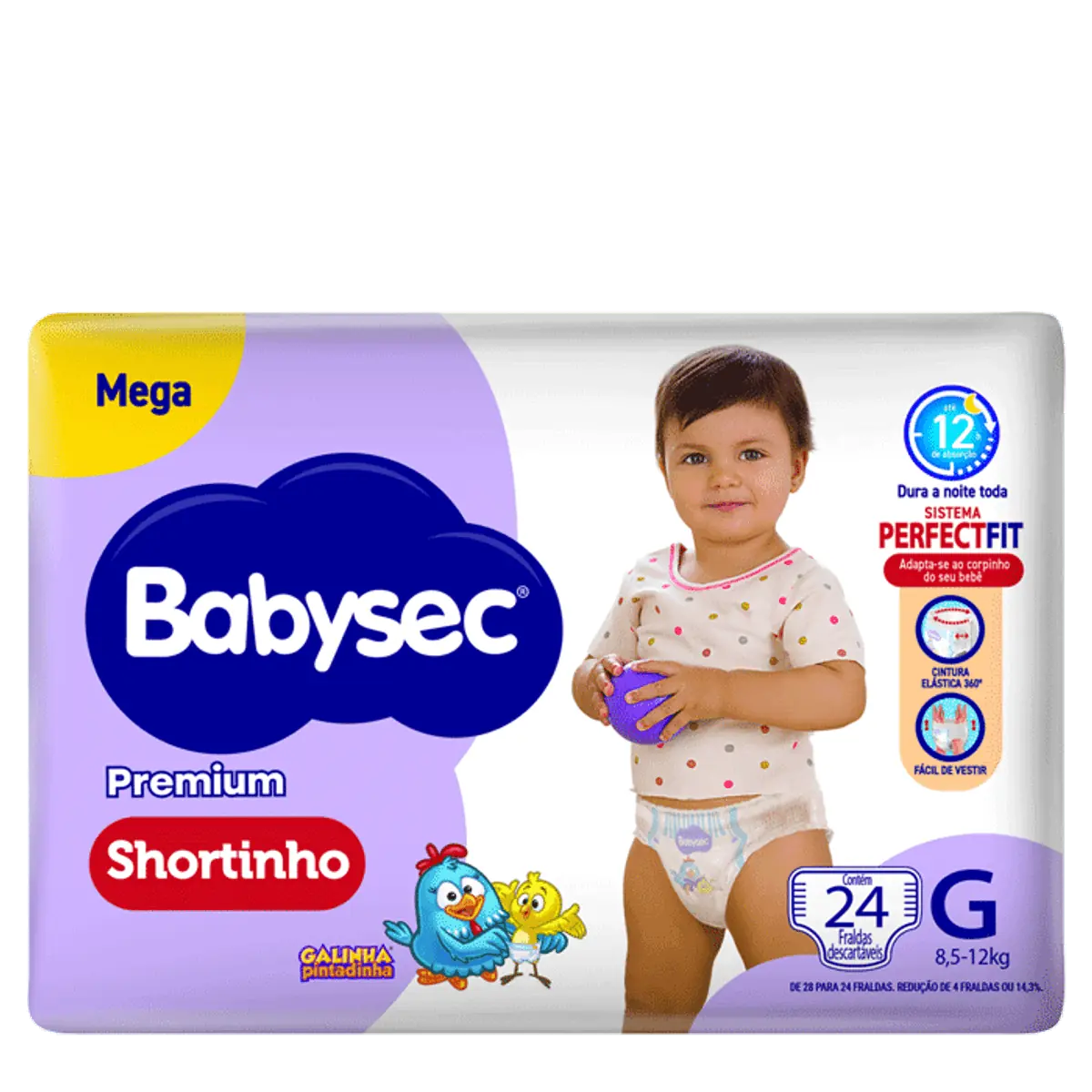 Fralda Babysec Galinha Pintadinha Pants Mega G 28 Unids
