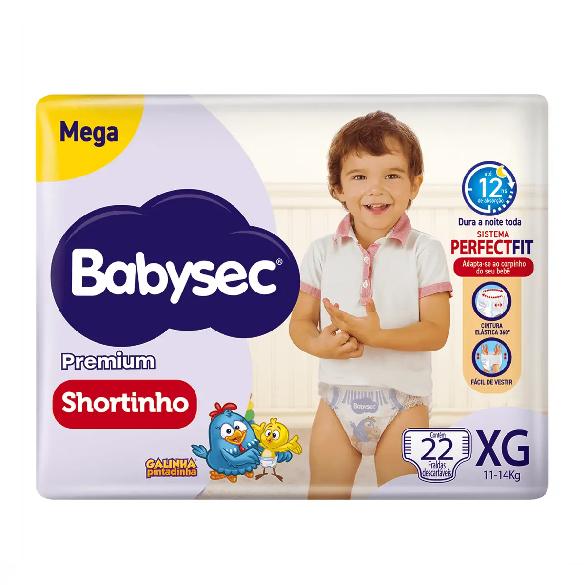 Fralda Babysec Galinha Pintadinha Shortinho Mega Xg 22 Unids