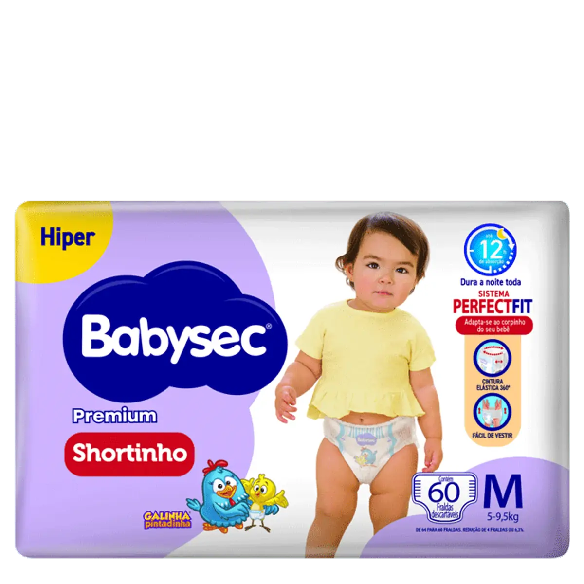 Fralda Descartável Shortinho Babysec Premium M Hiperpacote 60 Unidades