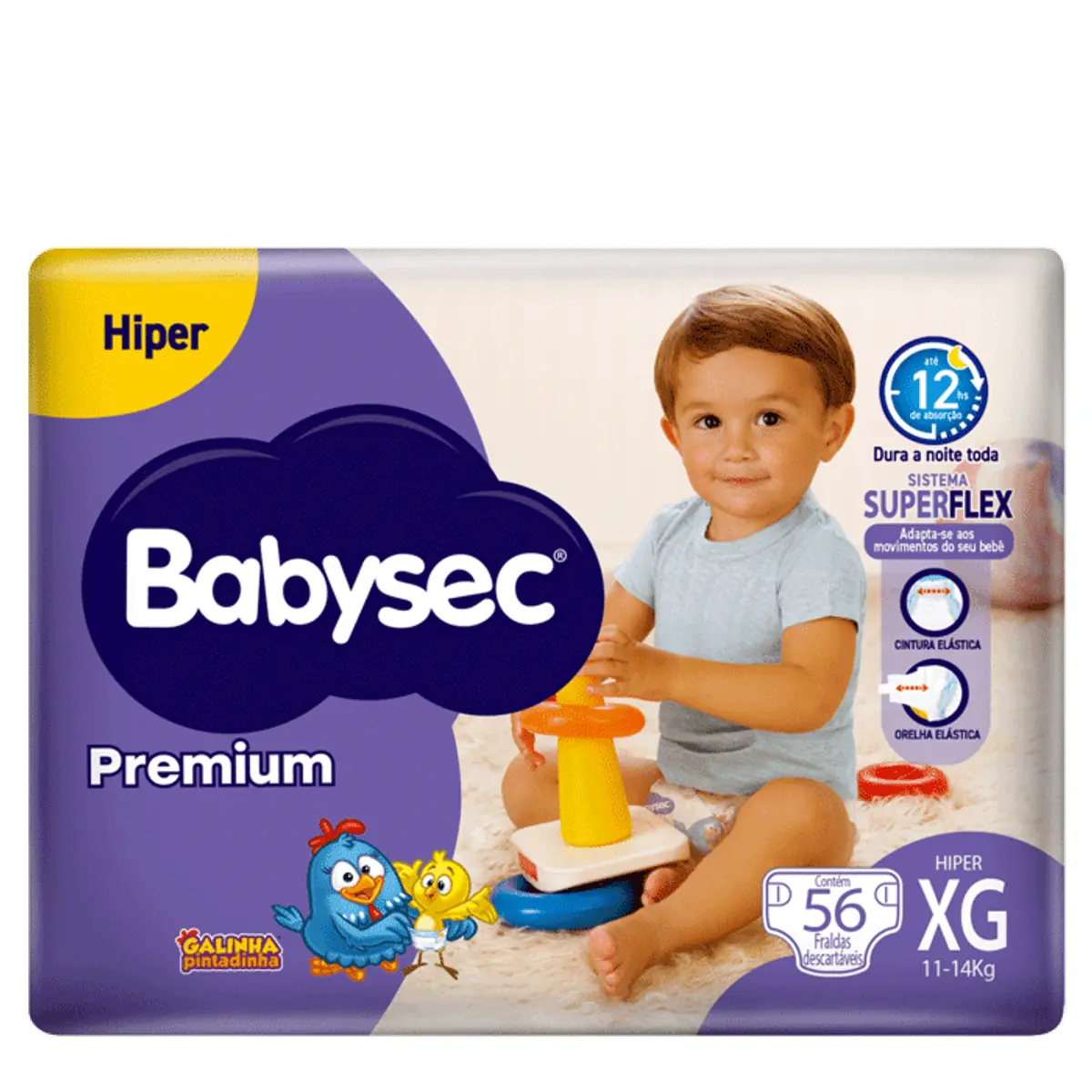 Fralda Descartável Babysec Premium Xg Hiperpacote 56 Unidades