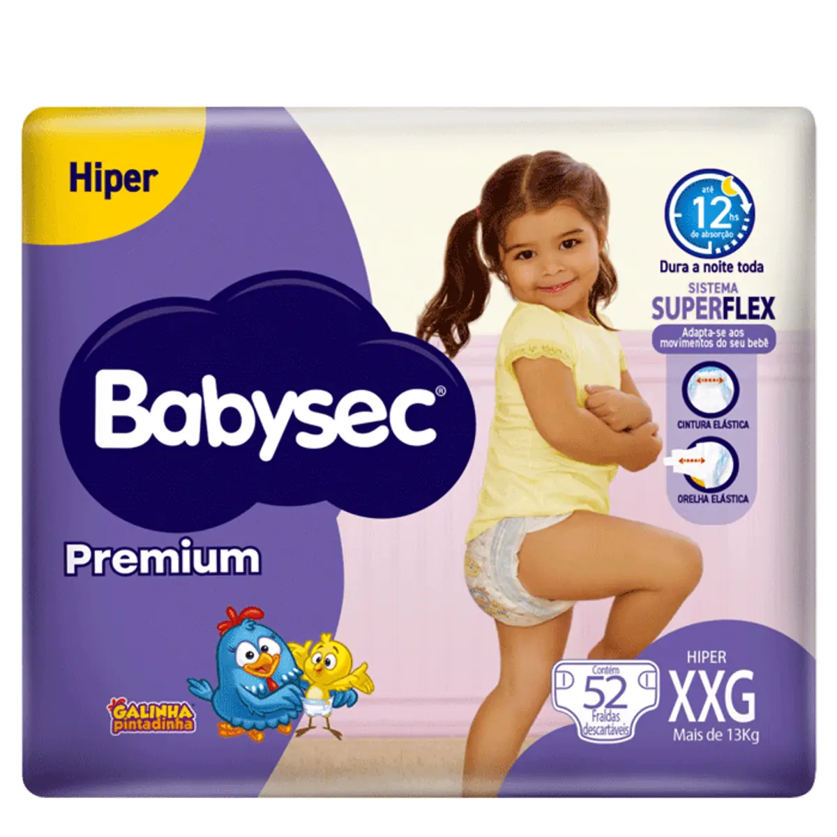 Fralda Descartável Babysec Premium Xxg Hiperpacote 52 Unidades