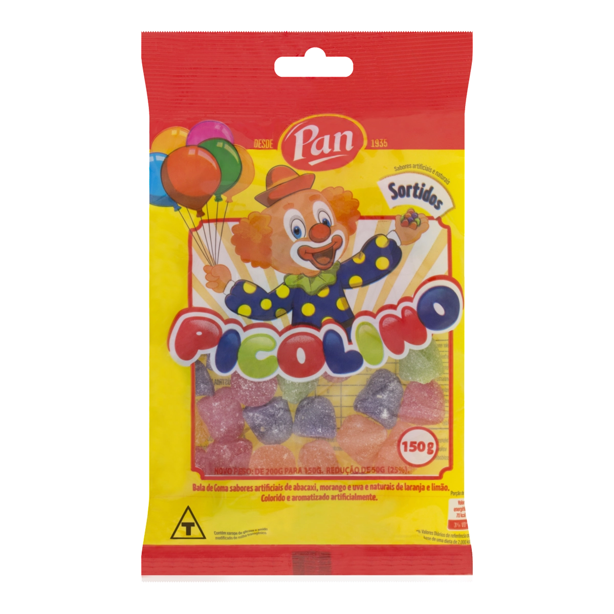 Bala De Goma Sabores Sortidos Picolino 150g