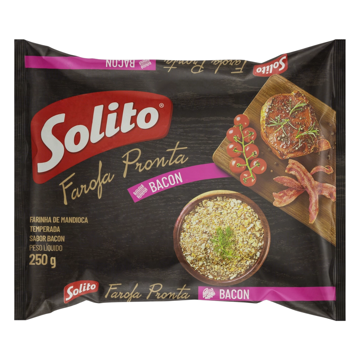Farofa De Mandioca Com Bacon Solito Pacote 250g