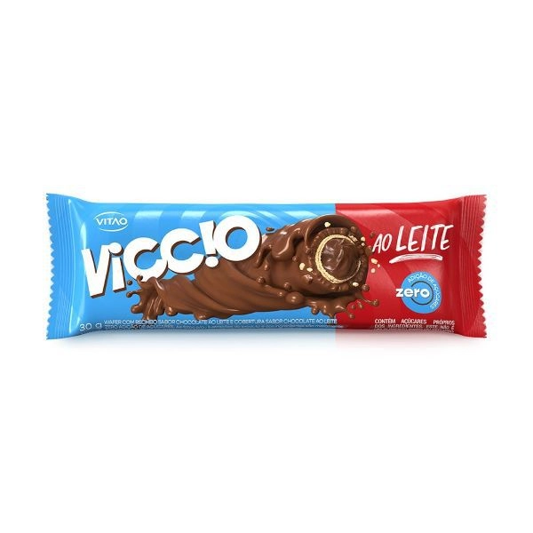 Wafer Recheio E Cobertura Chocolate Ao Leite Viccio Pacote 30g