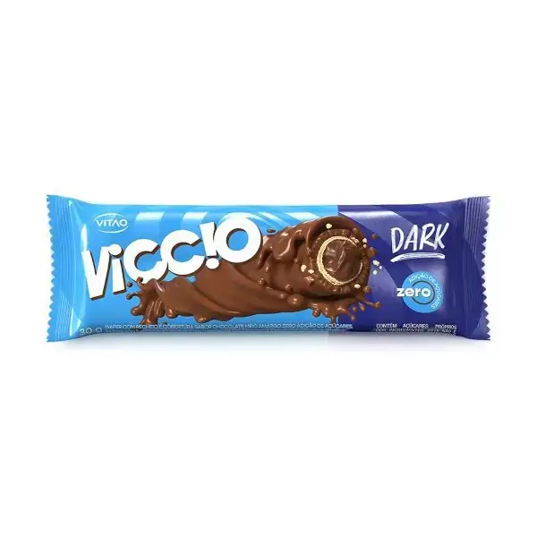 Wafer Dark Recheio E Cobertura Chocolate Meio Amargo Viccio Pacote 30g
