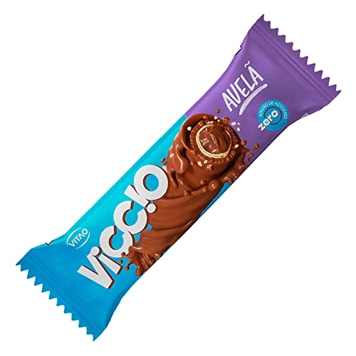 Wafer Recheio Avelã Cobertura Chocolate Ao Leite Viccio Pacote 30g