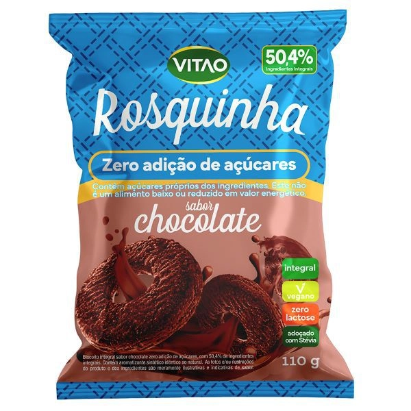 Biscoito Rosquinha Vegano Integral Chocolate Vitao Pacote 110g