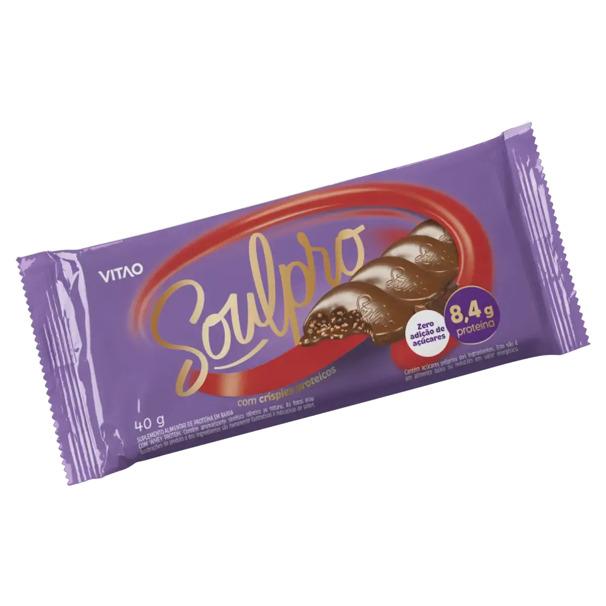 Chocolate Meio Amargo Com Crispies Proteicos Soulpro Pacote 40g