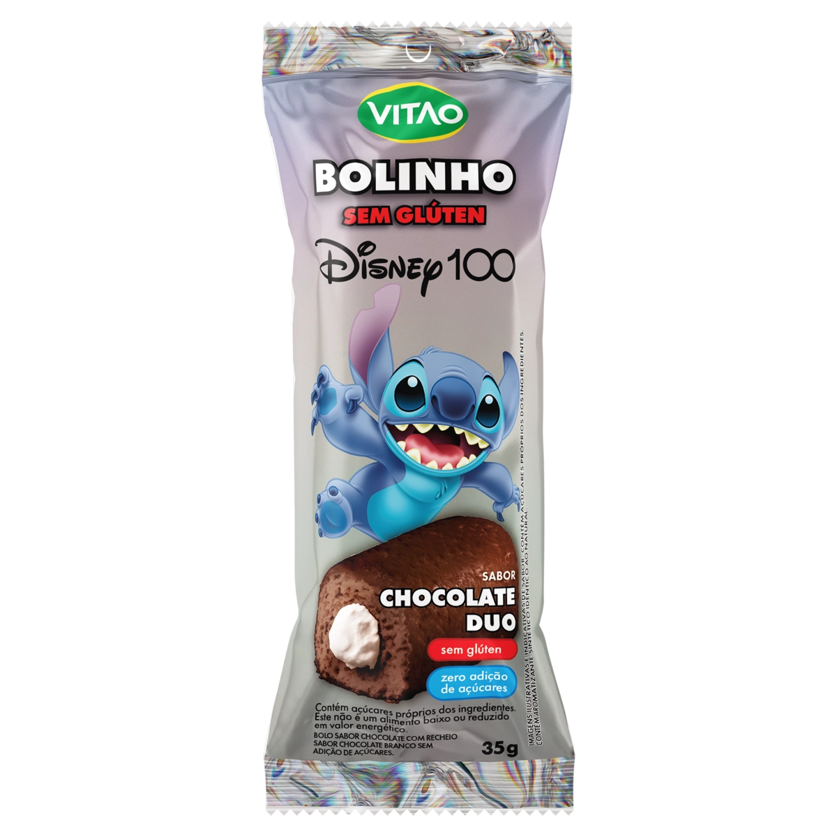 Bolinho Chocolate Duo Sem Glúten Lilo Stitch Vitao Pacote 35g