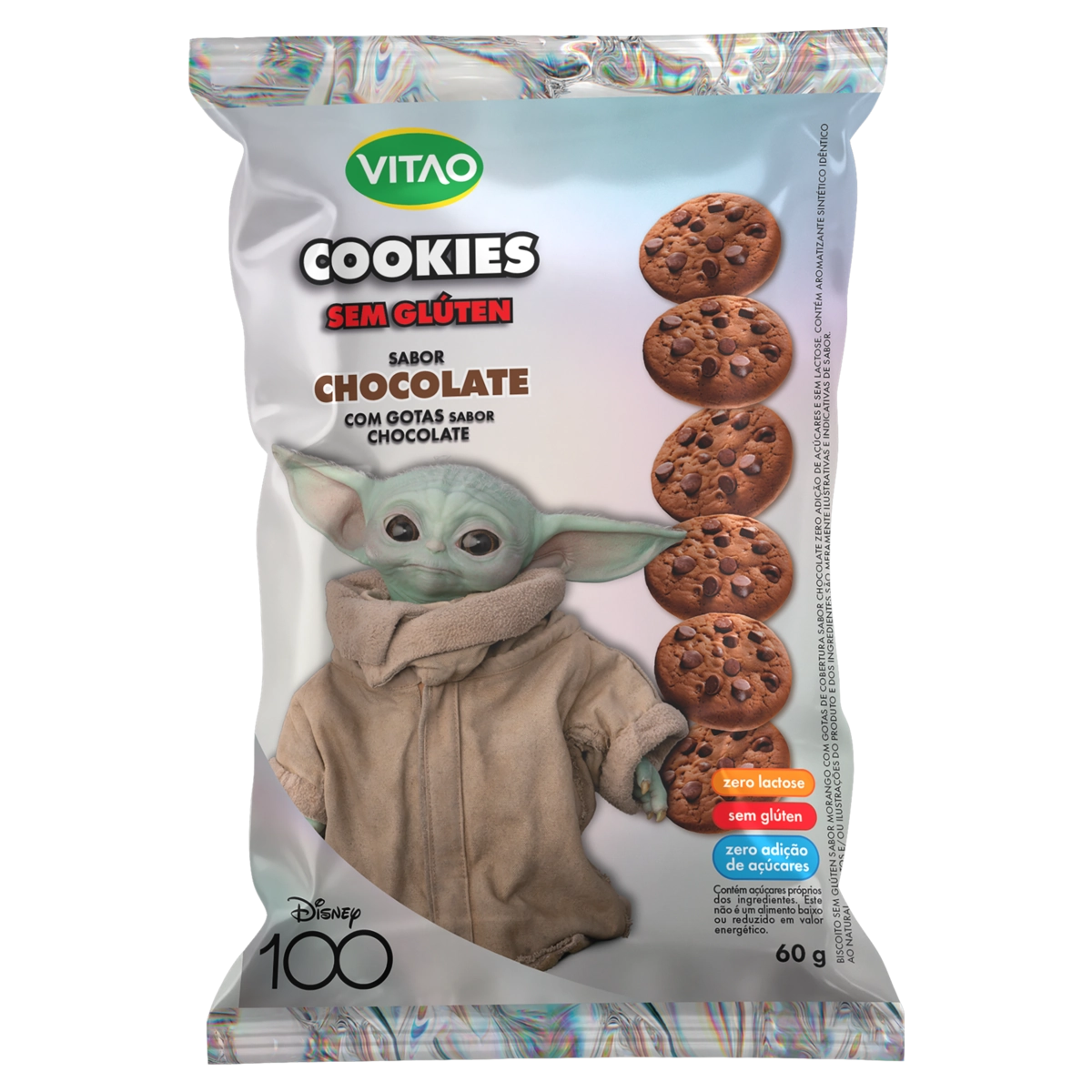 Biscoito Cookie Vegano Chocolate Com Gotas De Chocolate Sem Glúten Star Wars Vitao Pacote 60g