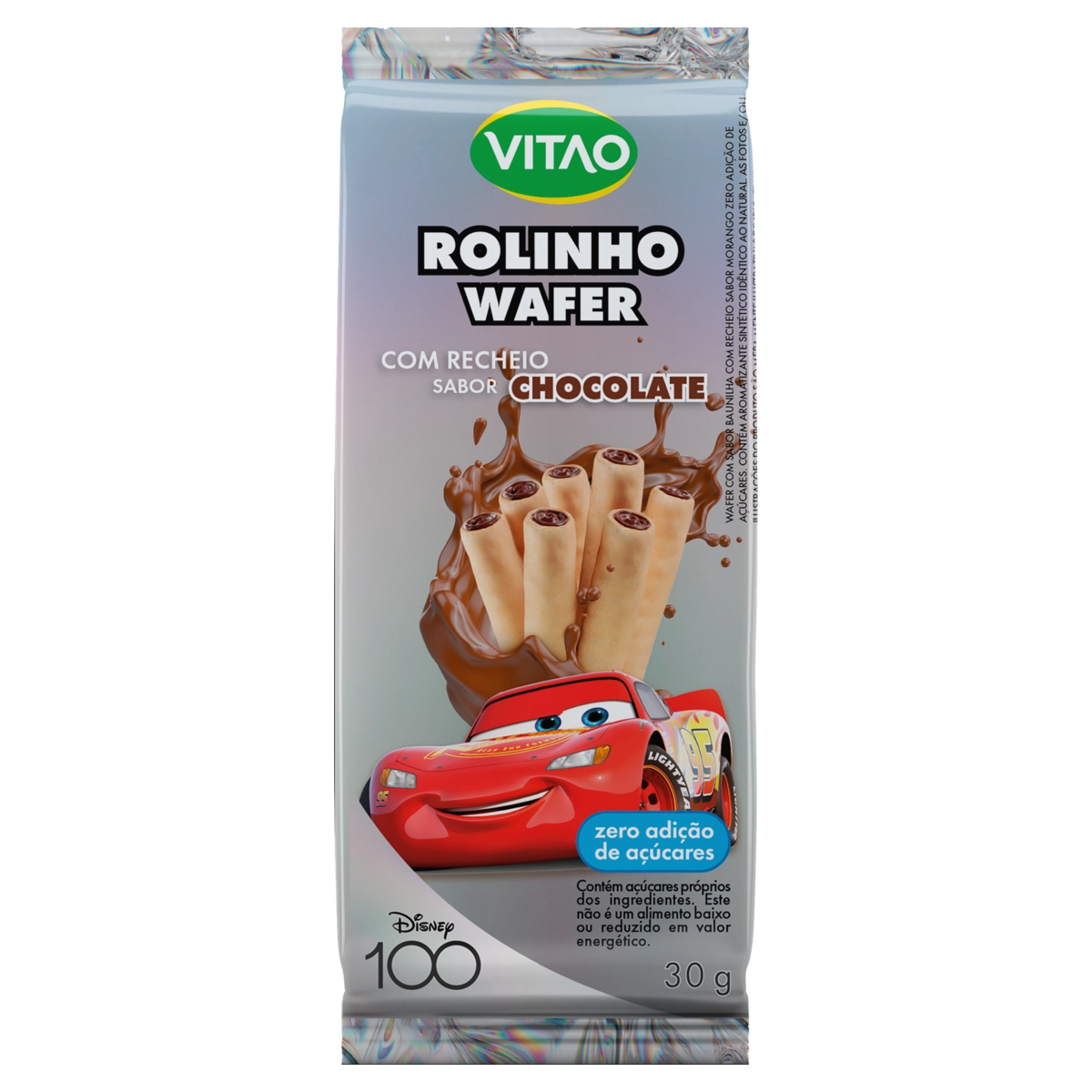 Rolinhos De Wafer Baunilha Recheio Chocolate Carros Vitao Pacote 30g